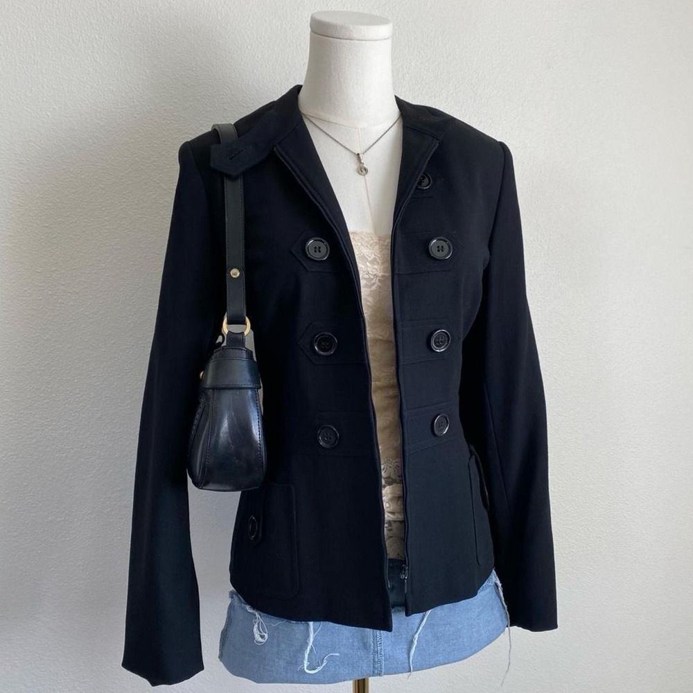 Vintage INC International Concepts Military Style Black Zip Up Jacket Mandarin